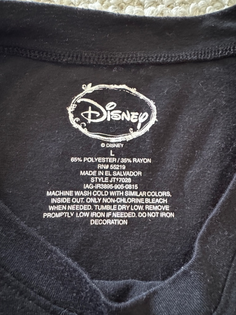 Disney Black Tee with glow in the dark Mickey Skeleton Halloween - Picture 2 of 3